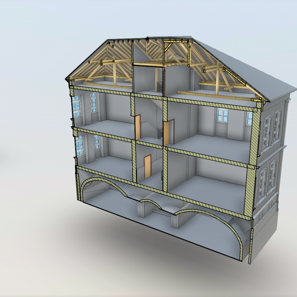 BIM-Schnittmodell eines Bestandsgebäudes
